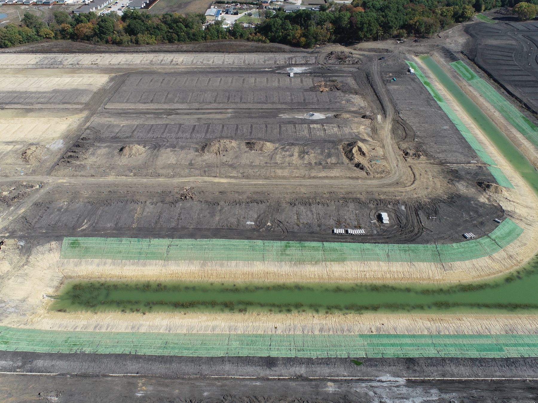 Aerial view of finished homesites and streets at Arbor Trails in Princeton, Texas