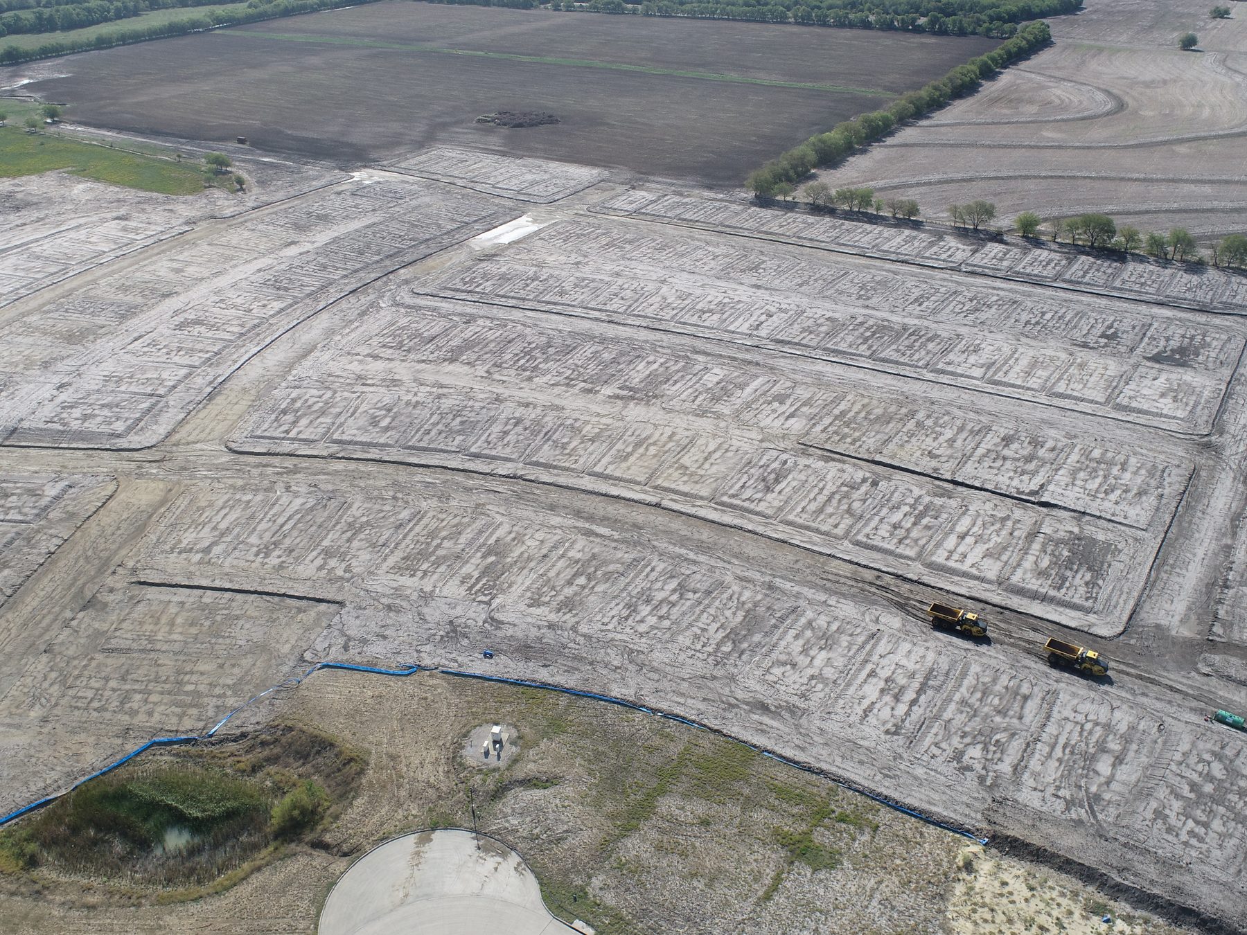 Aerial view of delivered homesites at Clearview Ranch Phase 1 in Royse City, Texas